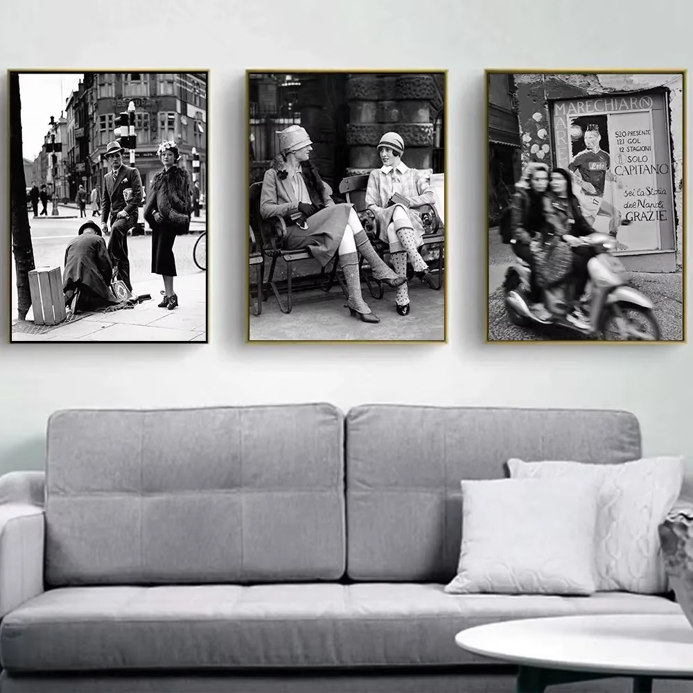 Street Fashion Photography - Impresión fotográfica Vintage en blanco y