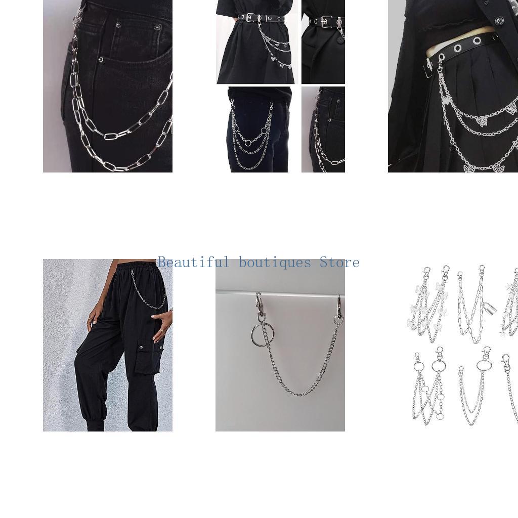 Street Fashion Reference - U4LF 6 uds pantalones Punk cadena