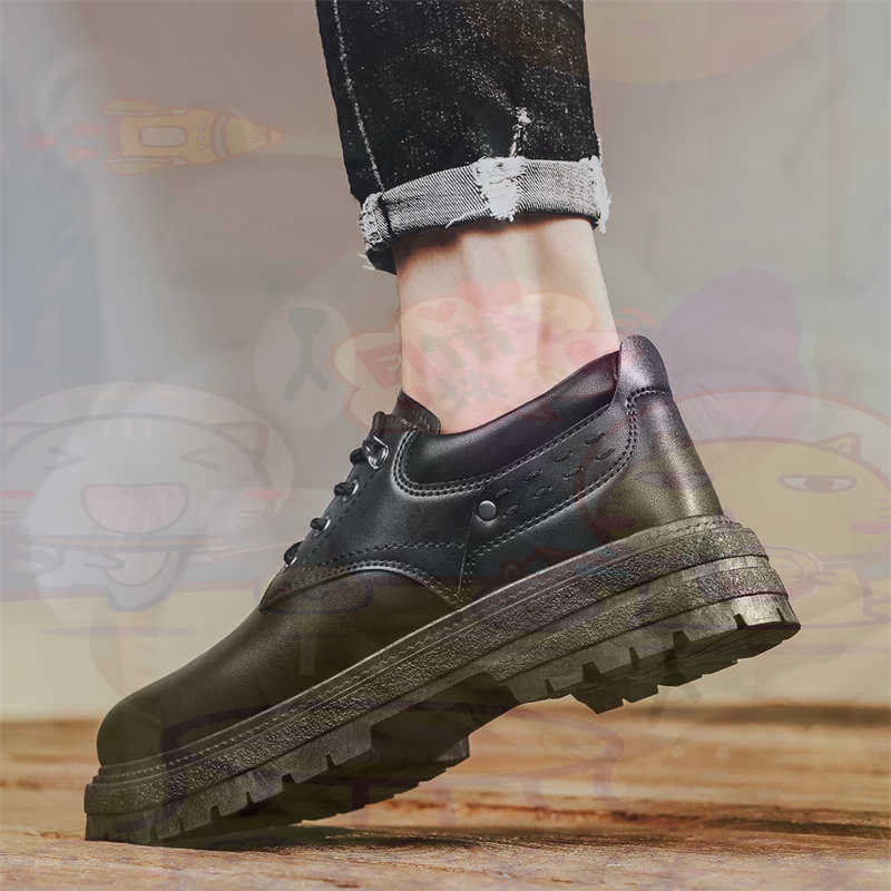 Guangzhou Street Fashion - Zapatillas deportivas de cuero Natural oscuro