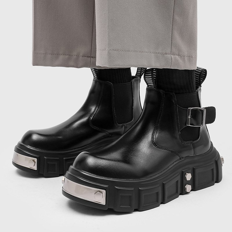 Street Fashion Goth - Botas Chelsea punk góticas para hombre,
