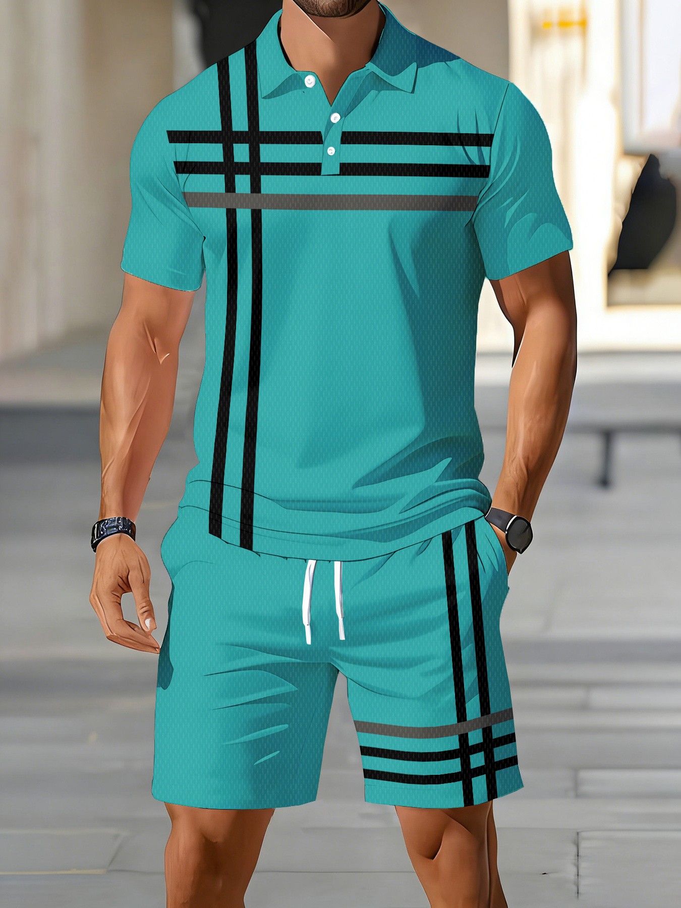 Street Fashion American - Conjunto de Polo para Hombre, Verano