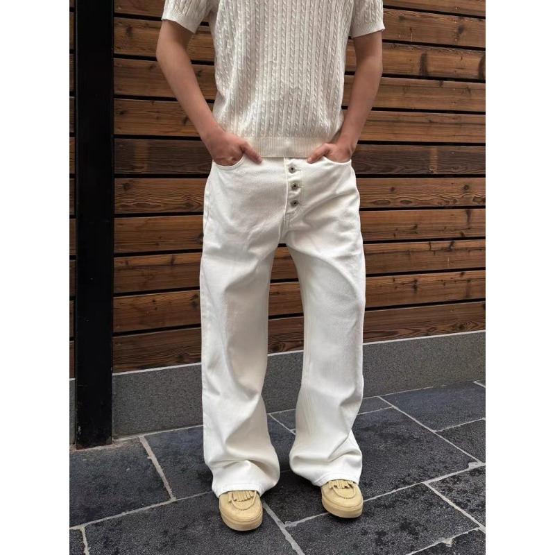 Street Fashion Jeans Men - Pantalones vaqueros de pierna ancha blancos