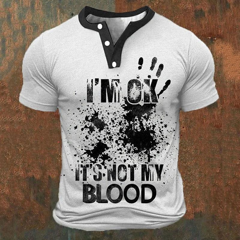 Street Summer Fashion - Camisetas Henley para Hombre con Estampado