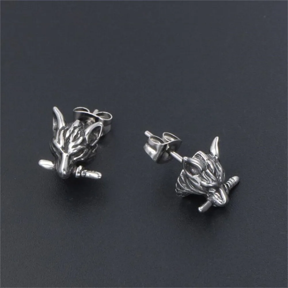 Pendientes de cabeza de lobo p - Street Fashion Earrings reseña y precio