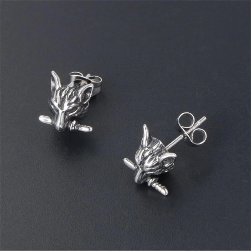 Pendientes de cabeza de lobo p - Street Fashion Earrings reseña y precio