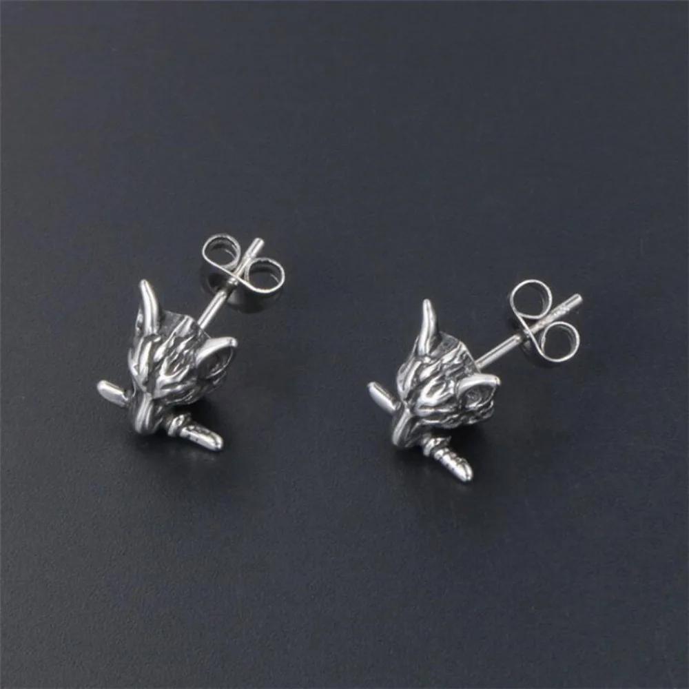 Pendientes de cabeza de lobo p - Street Fashion Earrings reseña y precio