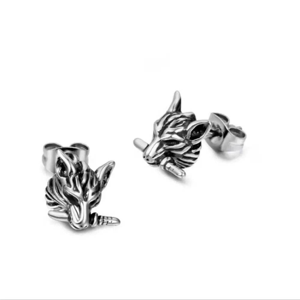 Pendientes de cabeza de lobo p - Street Fashion Earrings reseña y precio