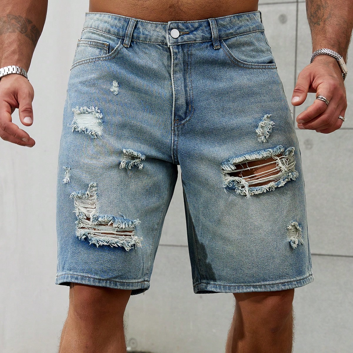 Pantalones vaqueros cortos ras - Street Fashion Jeans Men reseña y precio