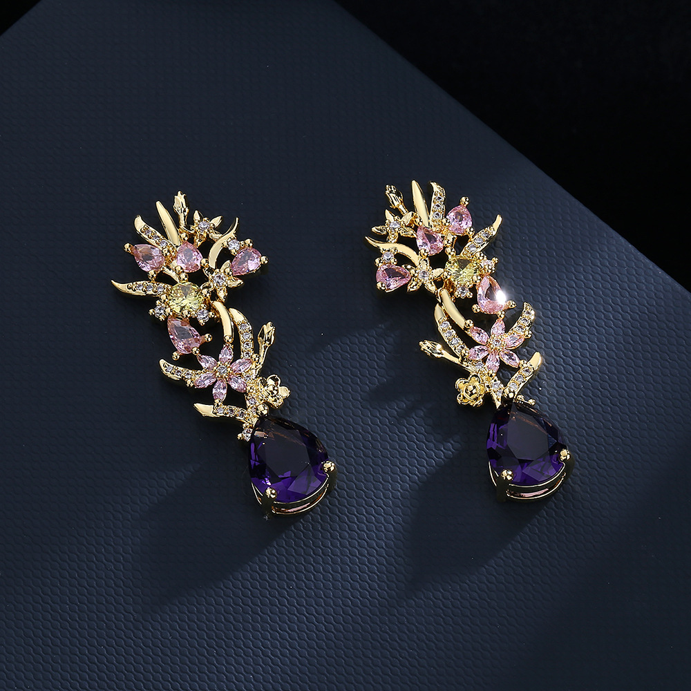 Pendientes de flores de circon - Street Fashion Photography reseña y precio