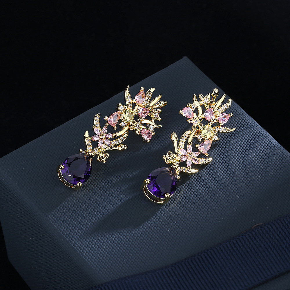 Pendientes de flores de circon - Street Fashion Photography reseña y precio