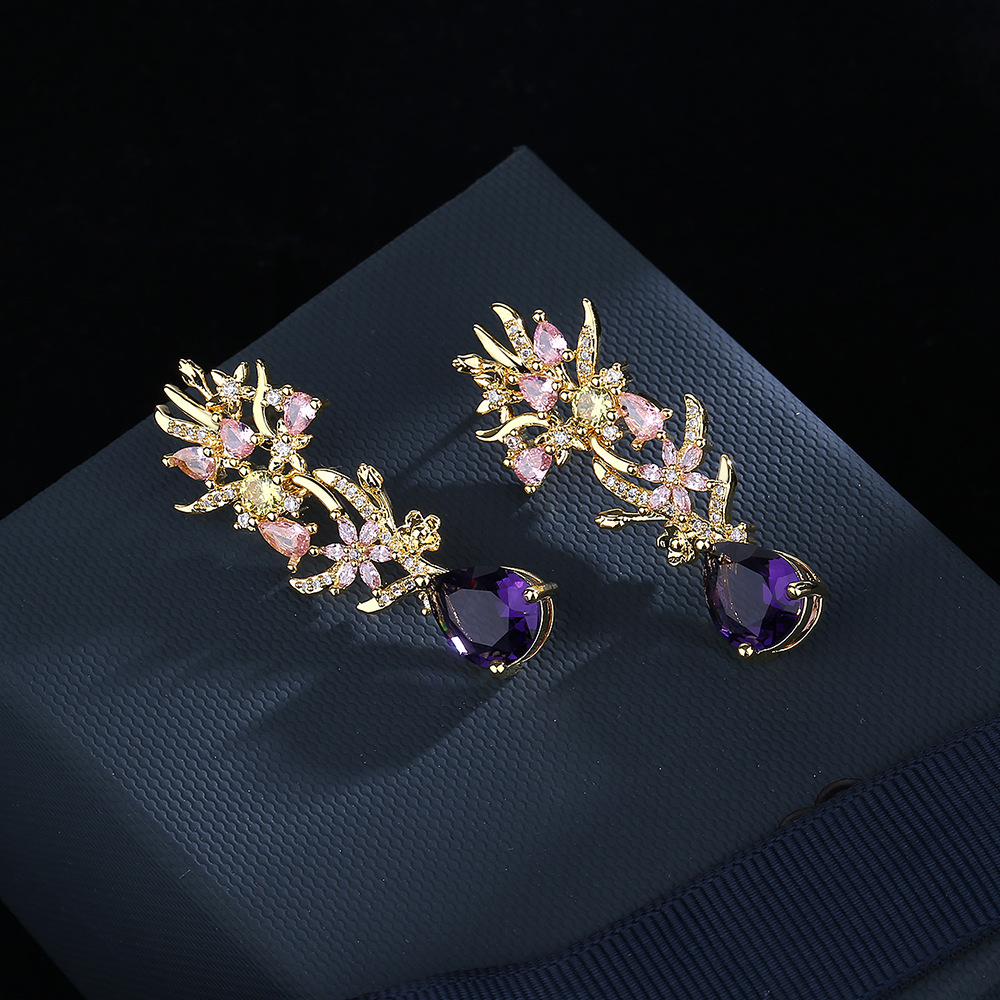 Pendientes de flores de circon - Street Fashion Photography reseña y precio