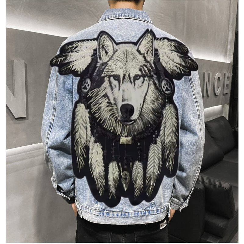 Chaqueta vaquera con parche bo - Street Fashion Jeans Men reseña y precio