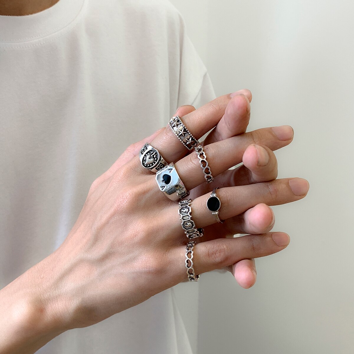 Anillos de Color plateado anti - Street Fashion Goth reseña y precio