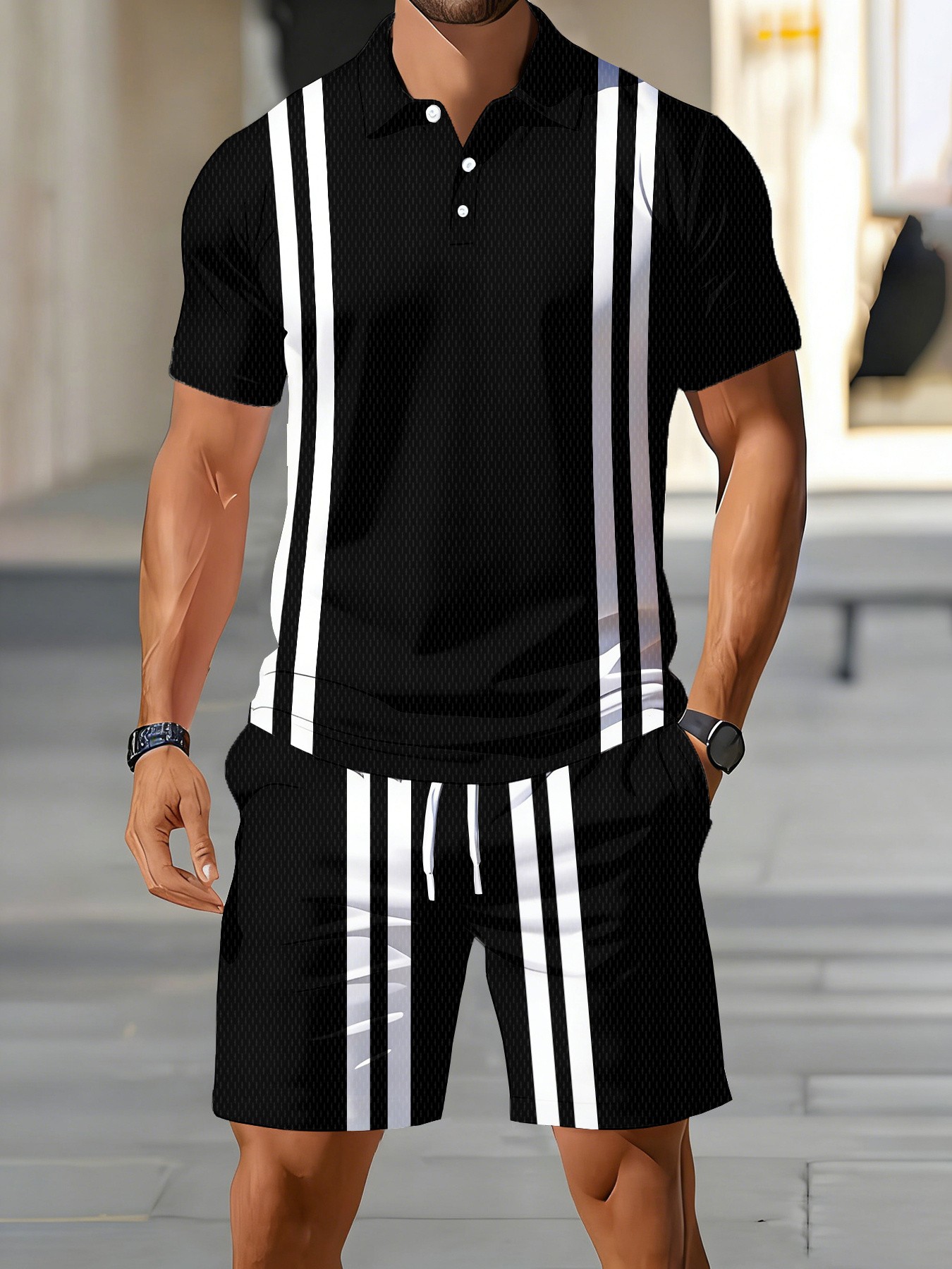 Conjunto de Polo de Manga Cort - Street Fashion American reseña y precio